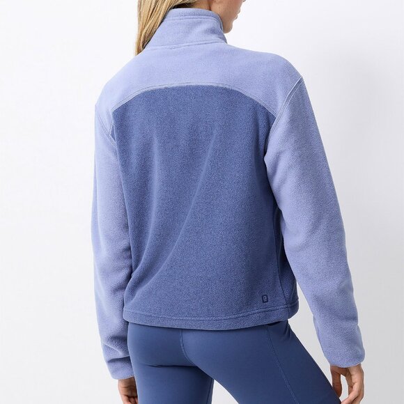 Patch pocket mock neck polar fleece sweater blue/indigo - Picture 2 of 3